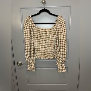 Molly Green Brown Plaid Top Size Small
